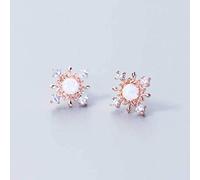 Women S925 Korean Soft Diamond Opal Snowflake Earrings Cute Female Temperament