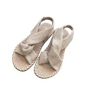 Women Sandals Ankle Strap Open Toe Flats,Elastic Sandals For Women,Open Toe Sandalias For Womens (Rice White, Adulto, Mujer, 38, Números, Sistema tallas calzado EU, mediano)