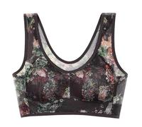 Women Seamless Sports Bra Mid Elderly No Underwire Sleep Vest Style, Beige, XL(Black,L)