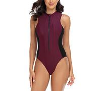 Women Secret Bañador Bañador Adolescente Chica Traje de Baño de Bikini con Cremallera Sin Mangas a Juego Color Una Pieza Triangular a La para Deportivo Mujer Trajes Baño (Red XXL)