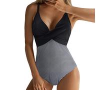 Women Secret Bañador Bañadores Mujer Natacion Trajes de Baño de Una Pieza para Mujer Traje Baño Talle con Barriga Traje con en La Espalda Bañador Push Up Relleno Top (Black XL)