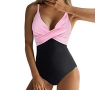 Women Secret Bañador Bañadores Mujer Natacion Trajes de Baño de Una Pieza para Mujer Traje Baño Talle con Barriga Traje con en La Espalda Bañador Push Up Relleno Top (Pink S)