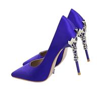 Women Shoes Spring Pumps Sequin Wedding Stilettos Metal Decoration Heels(Color1,38)