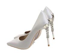 Women Shoes Spring Pumps Sequin Wedding Stilettos Metal Decoration Heels(Grey,36)
