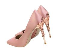 Women Shoes Spring Pumps Sequin Wedding Stilettos Metal Decoration Heels(Pink,40)