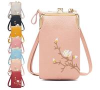 Women Sling Cross-Body Wallet, Indefinitet Women Sling Cross-Body Wallet with Mobile Cell Phone Holder (Light Pink)