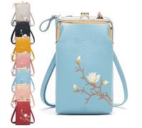 Women Sling Cross-Body Wallet, Indefinitet Women Sling Cross-Body Wallet with Mobile Cell Phone Holder (Blue)