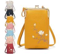 Women Sling Cross-Body Wallet, Indefinitet Women Sling Cross-Body Wallet with Mobile Cell Phone Holder (Yellow)