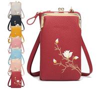 Women Sling Cross-Body Wallet, Indefinitet Women Sling Cross-Body Wallet with Mobile Cell Phone Holder (Red)