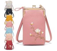 Women Sling Cross-Body Wallet, Indefinitet Women Sling Cross-Body Wallet with Mobile Cell Phone Holder (Pink)