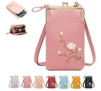 Women Sling Cross-Body Wallet, Mini Shoulder Purse Pocket, Phone Purses with Crossbody Strap for Women Travel (Dark Pink)