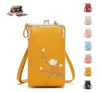 Women Sling Cross-Body Wallet, Sling Cell Phone Holder Pocket Wallet, Crossbody Bags For Women Travel (Yellow)