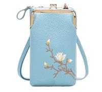 Women Sling Cross-Body Wallet with Mobile Cell,Mini Leather Shoulder Bag with Credit Card Slots,Crossbody Bags for Women Travel (Blue)