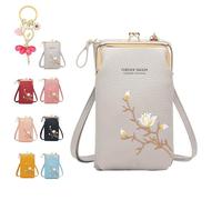 Women Sling Cross-Body Wallet with Mobile Cell Phone Holder, Cellphone Crossbody Purse, with Multiple Card Slots Pocket (Gray)