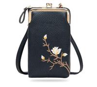 Women Sling Cross-Body Wallet With Mobile Cell Phone Holder, Crossbody Bags for Women Travel (Black)