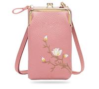 Women Sling Cross-Body Wallet With Mobile Cell Phone Holder, Crossbody Bags for Women Travel (Dark Pink)