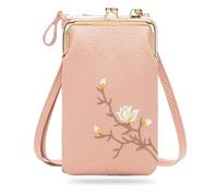 Women Sling Cross-Body Wallet With Mobile Cell Phone Holder, Crossbody Bags for Women Travel (Pink)