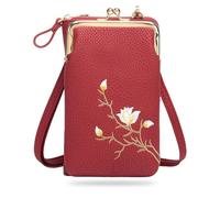 Women Sling Cross-Body Wallet With Mobile Cell Phone Holder, Crossbody Bags for Women Travel (Wine Red)
