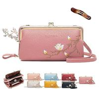 Women Sling Cross-Body Wallet with Mobile Cell Phone Holder, Forever Savour Mobile Phone Bag cool (Dark Pink)