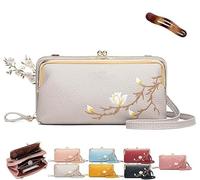 Women Sling Cross-Body Wallet with Mobile Cell Phone Holder, Forever Savour Mobile Phone Bag cool (Gray)