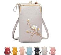 Women Sling Cross-Body Wallet, With Mobile Cell Phone Holder, Mini Shoulder Purse Pocket (Gray)