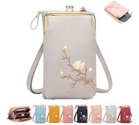Women Sling Cross-Body Wallet with Mobile Cell Phone Holder, Passport Cellphone Crossbody Purse Bag (Gray)