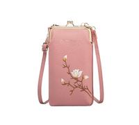 Women Sling Cross-Body Wallet with Phone Holder, Small Crossbody Bag with Card Slots & Adjustable Strap (Pink)