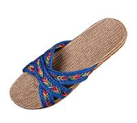 Women Slippers Non-Slip Linen Sliders Fashion Crisscross Strap Flip Flops Summer Sandals Lightweight Open Toe Footwear Casual Flat Indoor Outdoor Beach Slides Pool House Holiday Slippers
