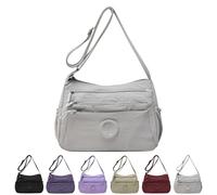 Women Solid Color Crossbody Bag Multi-Pocket Zipper Fashion Daily Bag Lightweight Fashionable Bags For Daily Use (Gray)