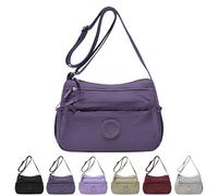 Women Solid Color Crossbody Bag Multi-Pocket Zipper Fashion Daily Bag Lightweight Fashionable Bags For Daily Use (Dark Purple)