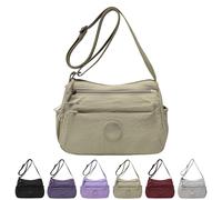 Women Solid Color Crossbody Bag Multi-Pocket Zipper Fashion Daily Bag Lightweight Fashionable Bags For Daily Use (Khaki)