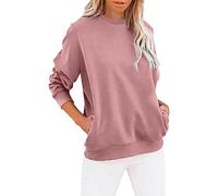 Women Solid Sweatshirt Crew Neck Solid Color Sweatshirt Tops Long Sleeves Pullover Cute Lightweight Loose Tops Basic Tops Casual Jumpers C-214