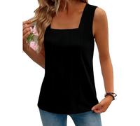 Women Square Neck Pleated Knit Tank Top Sleeveless Summer Casual Solid Color Blouse Fashionable TikTok Trendy Tops for Ladies Girls