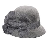 Women Straw Sun Hat Ladies Summer Cloche Bowler Hat 1920s Vintage Bucket Cocktail Tea Party Bridal Church Cap with Bow Funeral Foldable Beach Hats for Women