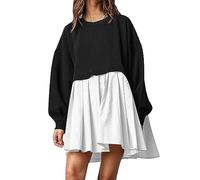 Women' Summer 2026 Fashionable Oversized Sweatshirt Dress for Women, Long Sleeve, Pullover with Relaxed Casual Basic Line Dresses(Army Green,S)