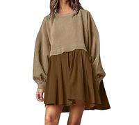 Women' Summer 2026 Fashionable Oversized Sweatshirt Dress for Women, Long Sleeve, Pullover with Relaxed Casual Basic Line Dresses(Black,L)
