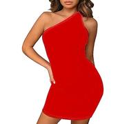 Women Summer Dresses Casual Loose Midi Dress Women's Summer Sexy One Shoulder Sleeveless and Waist Closing Night Club Dress F200