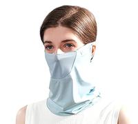 Women Summer Protective Ear Loop Neck Warmer Sun Protection Dust Proof Cooling Neck Cover UPF 50+ Sun Protection Breathable Outdoor Sports Face Cover Unisex Outdoor Style (Blue)