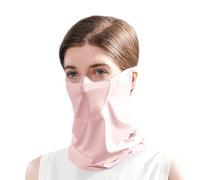 Women Summer Protective Ear Loop Neck Warmer Sun Protection Dust Proof Cooling Neck Cover UPF 50+ Sun Protection Breathable Outdoor Sports Face Cover Unisex Outdoor Style (Pink)