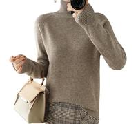 Women Sweaters High Neck Solid Color Long Sleeve Comfy Soft Lightweight Casual Pullover Ladies Fall and Winter Sweater