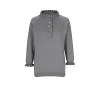 Women Sweaters Ruffle Crew Neck Long Sleeve Blouse Fall Winter Clothes Casual Button Down Knitted Pullover 2025 Soft Tops