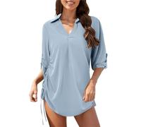 Women Swimsuit Cover Ups Bikini Up Beach Dress Drawstring(Lightblue,XL)