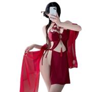 Women Underwear Chinese Style Sex Fashion Erotic Lingerie Off The Shoulder Halterneck Sexy Clothing A-Red Talla única