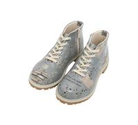 Women Vegan Leather Blue Ankle Boots - Birds Have Wings Design