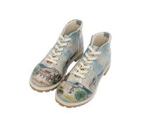Women Vegan Leather Blue Ankle Boots - Travel Fills The Soul Design