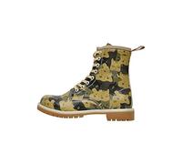Women Vegan Leather Green Long Boots - Catmouflage Design