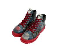 Women Vegan Leather Multicolor Ankle Boots - Bear With a Balloon Design