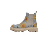 Women Vegan Leather Multicolor Long Boots - Cat Flower Design