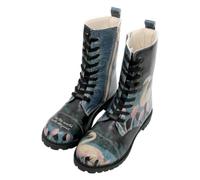 Women Vegan Leather Navy Long Boots - With Elegance Design