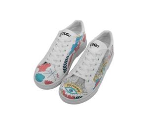 Women Vegan Leather White Sneakers - Open Your Mind Design